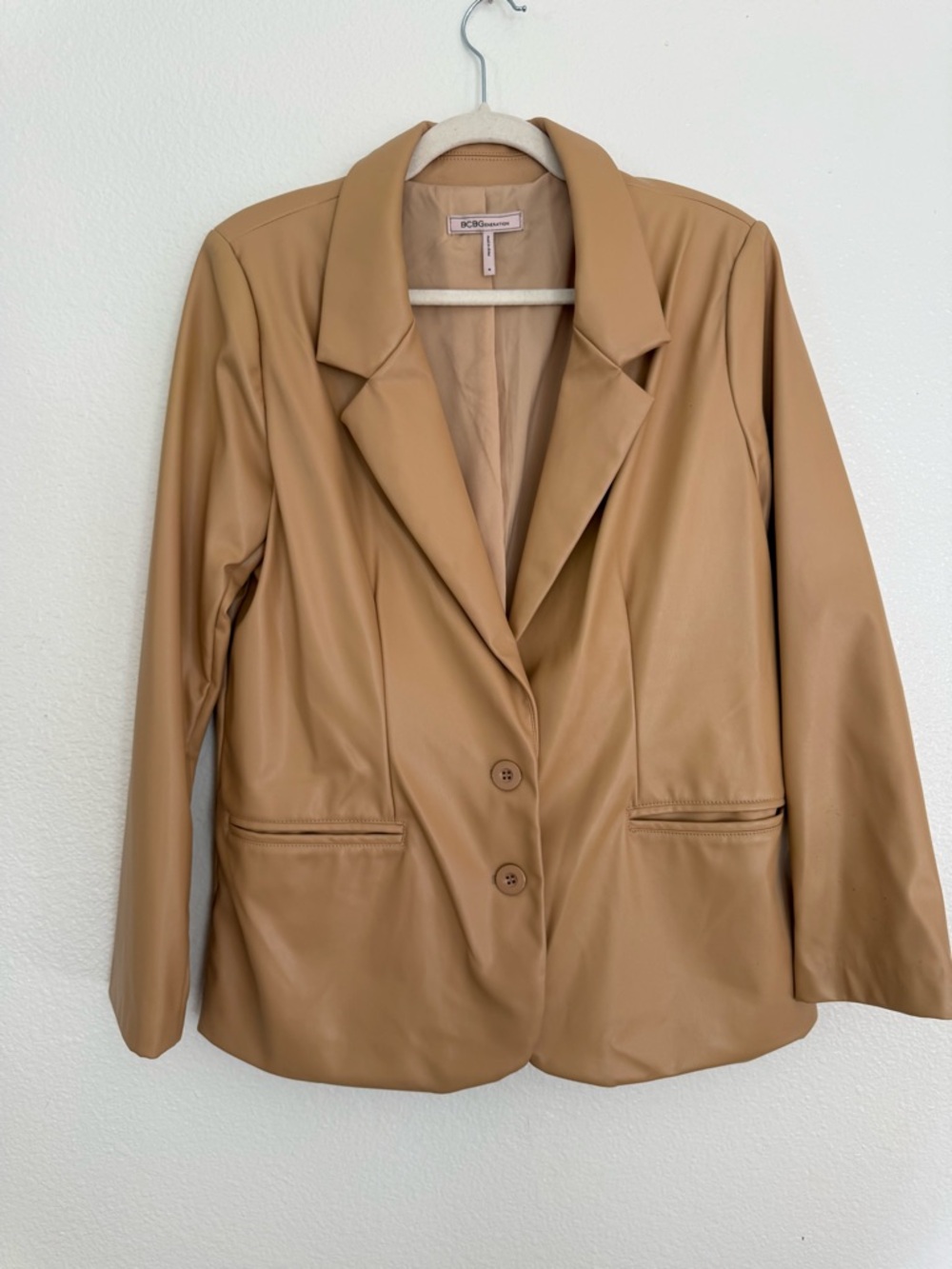 BCBGeneration Faux Leather Blazer in Camel